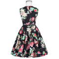 Kate Kasin Kinder Mädchen ärmellosen runden Hals Vintage Retro Baumwolle Blumenmuster Kinder Sommerkleid kKK000250-7